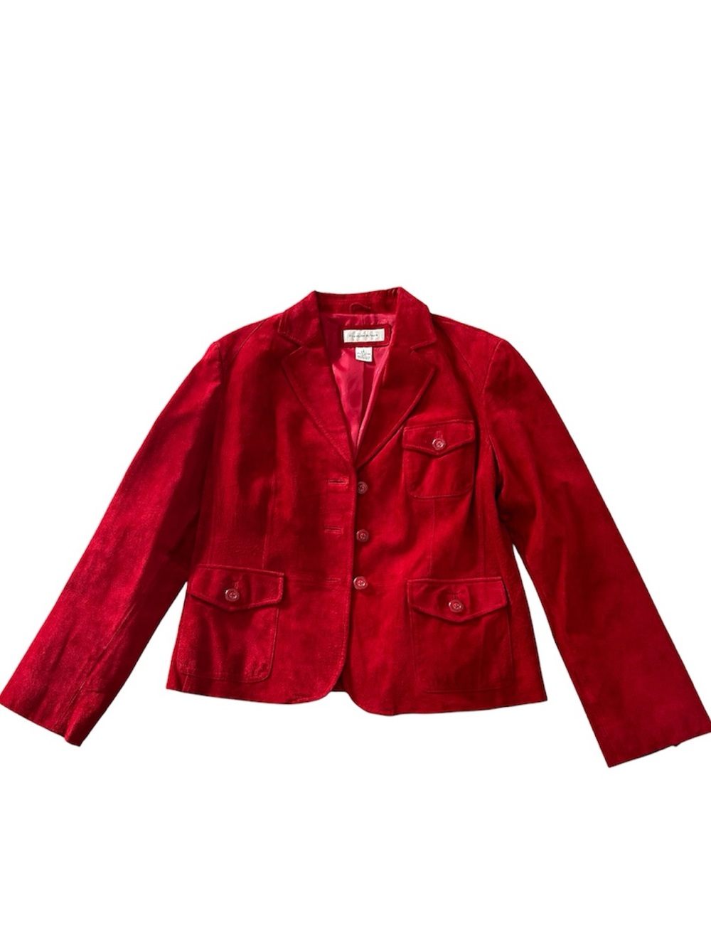 Preston & York Vintage Cherry Red Suede Leather Blazer size Large - Picture 7 of 9